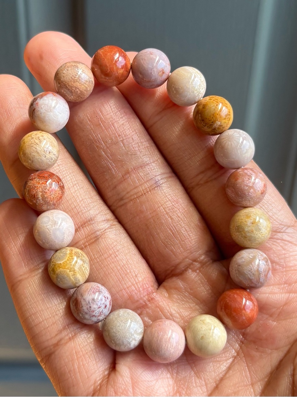 Multi Coral Jasper Crystal Bracelet 11mm